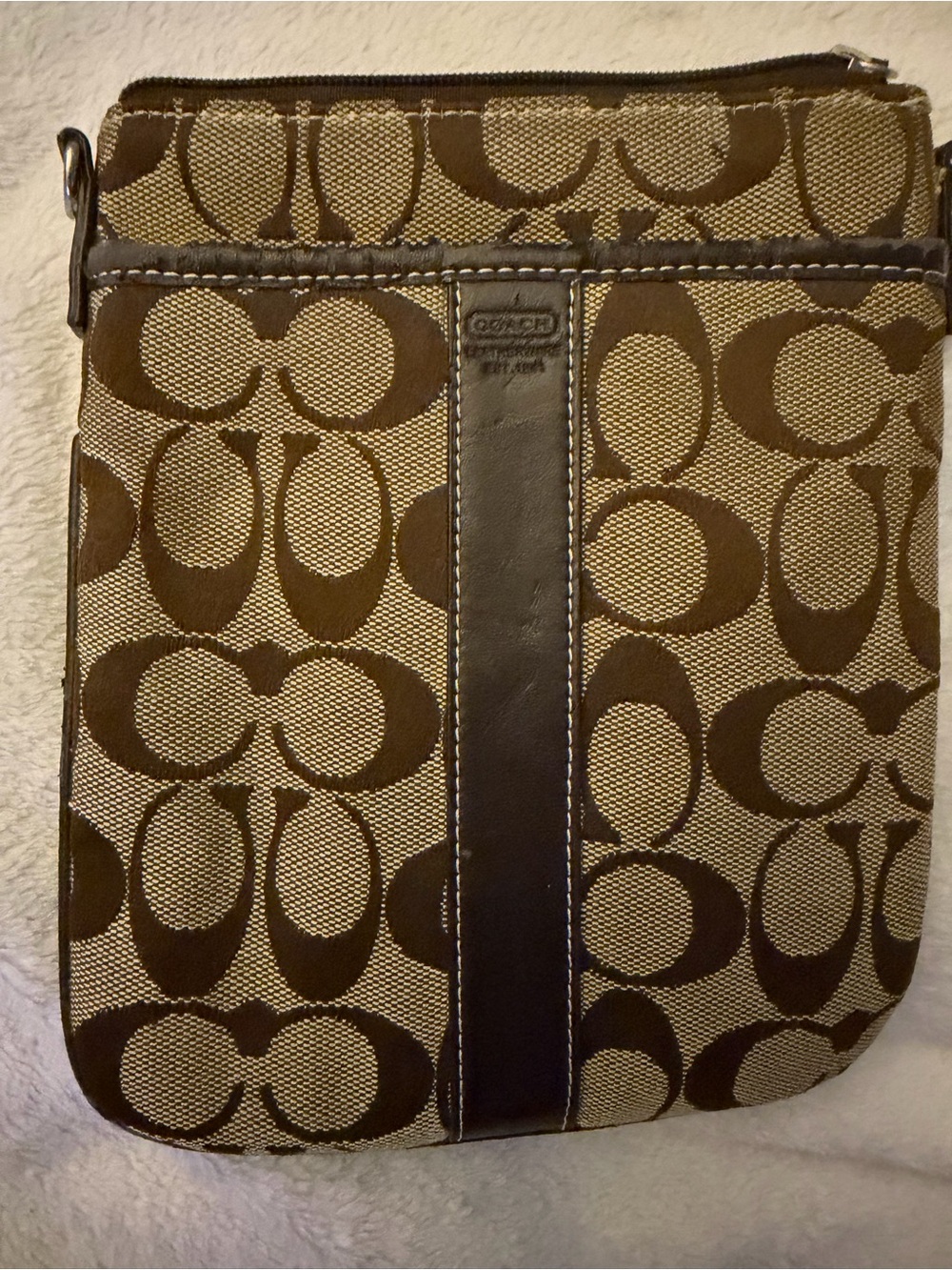 Coach Brown Signature Canvas Wristlet Clutch